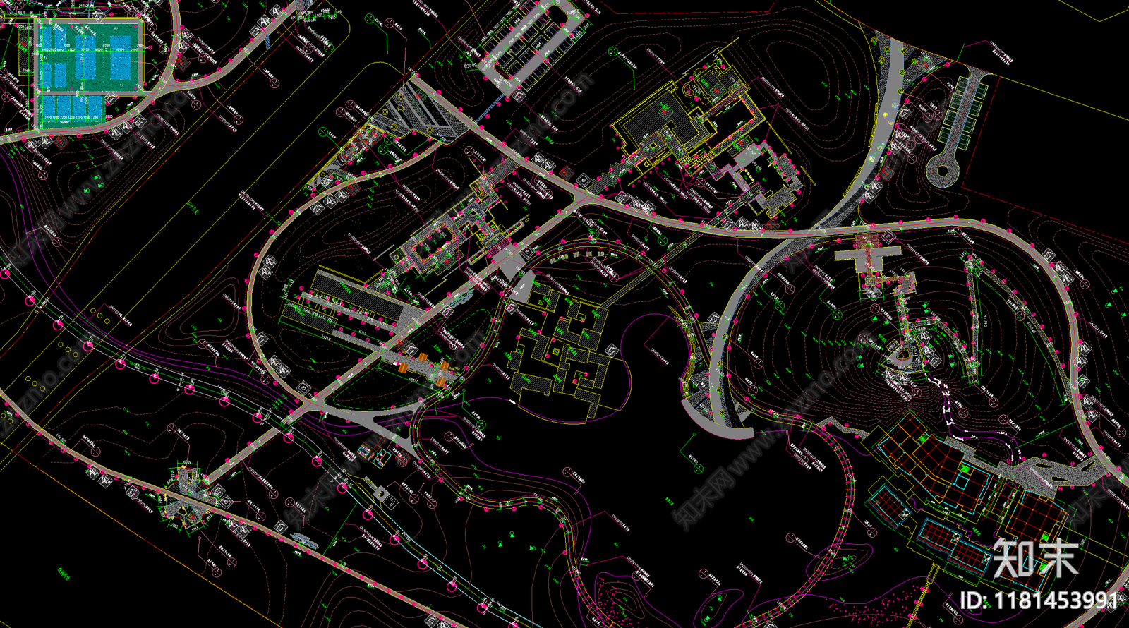 现代公园景观cad施工图下载【ID:1181453991】