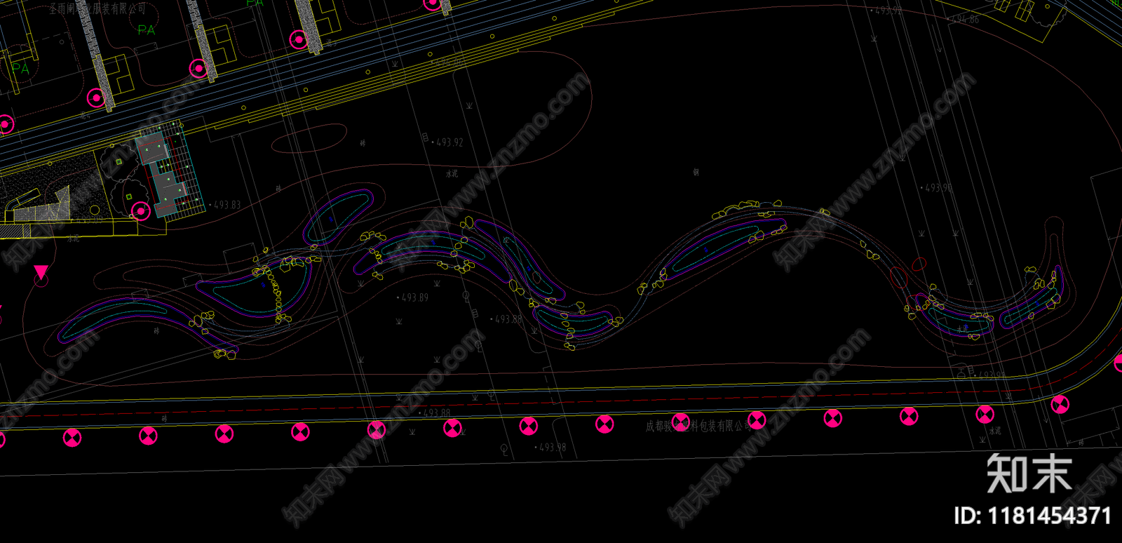 现代公园景观cad施工图下载【ID:1181454371】
