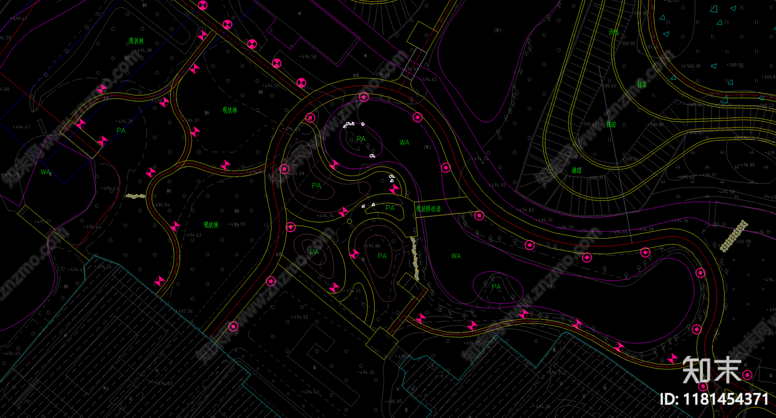 现代公园景观cad施工图下载【ID:1181454371】