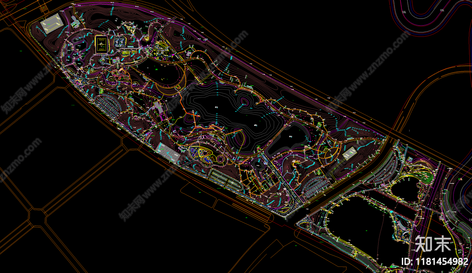 现代公园景观cad施工图下载【ID:1181454982】