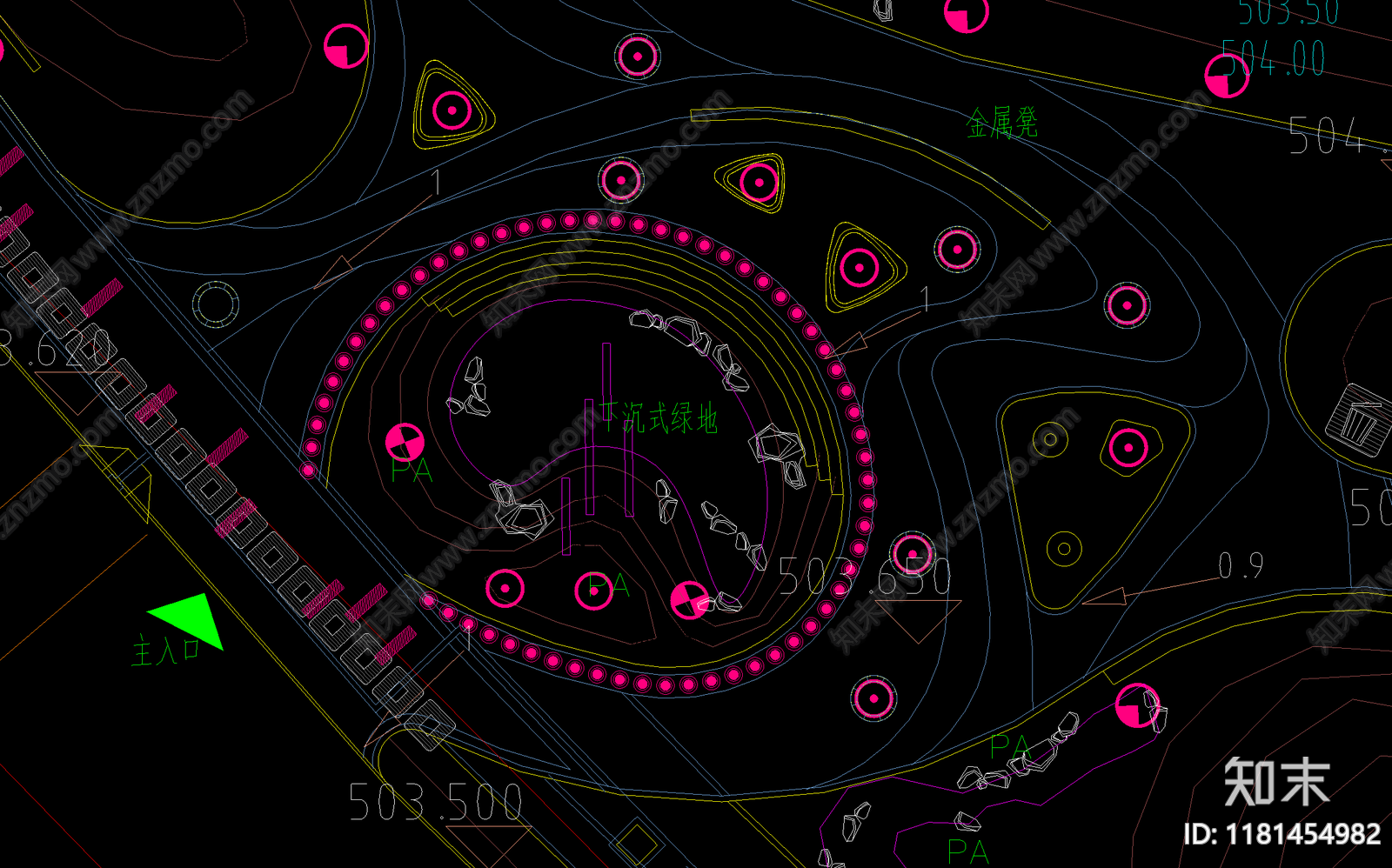 现代公园景观cad施工图下载【ID:1181454982】