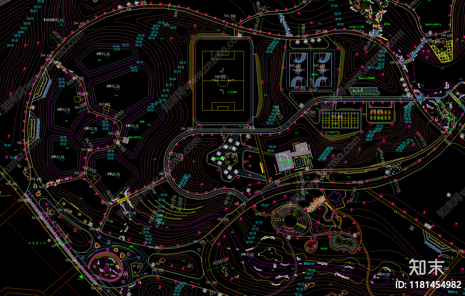 现代公园景观cad施工图下载【ID:1181454982】