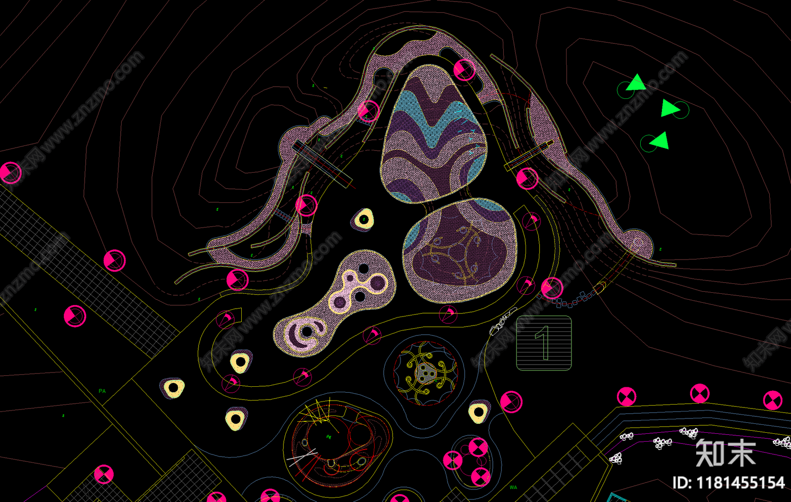 现代公园景观施工图下载【ID:1181455154】