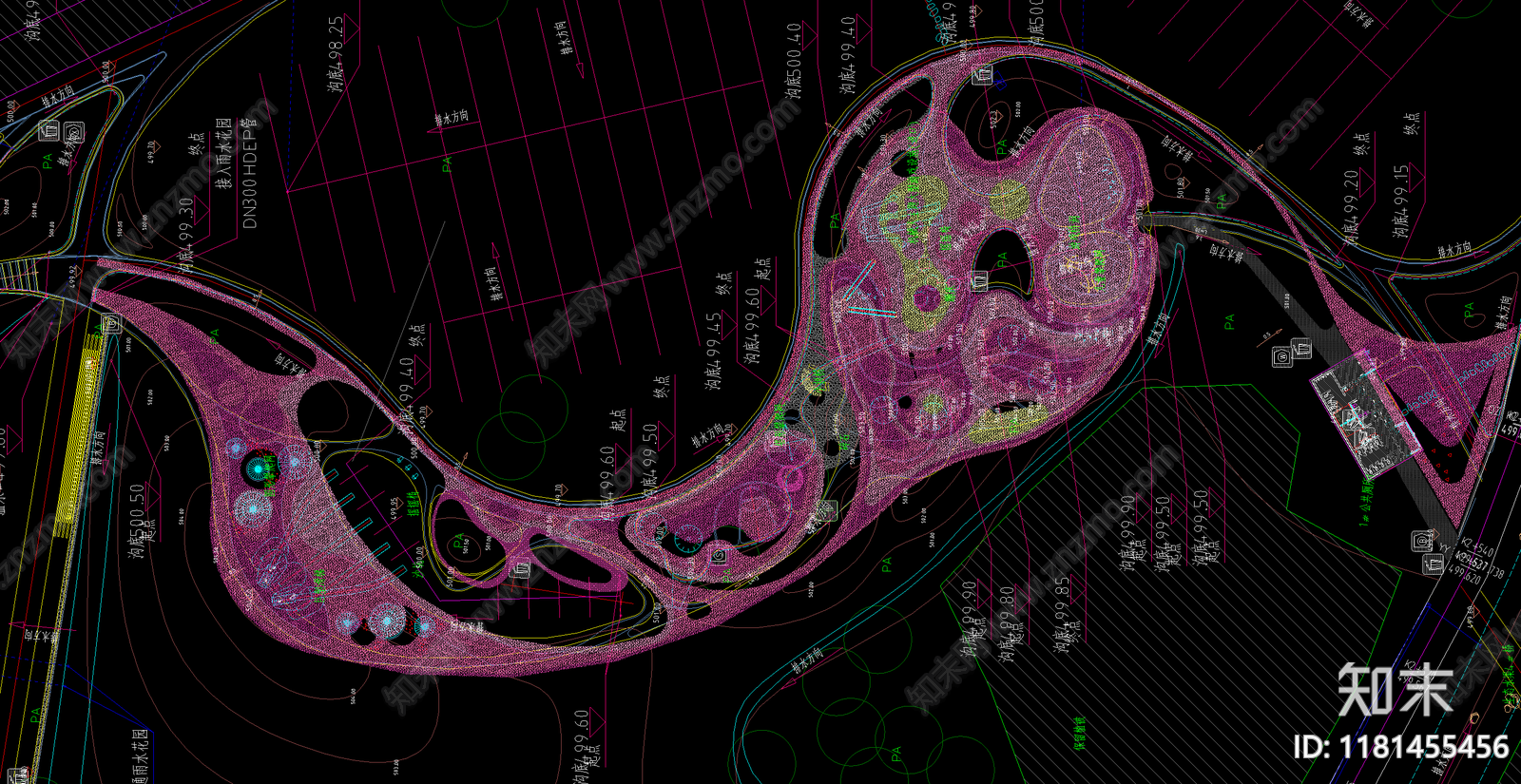 现代公园景观cad施工图下载【ID:1181455456】