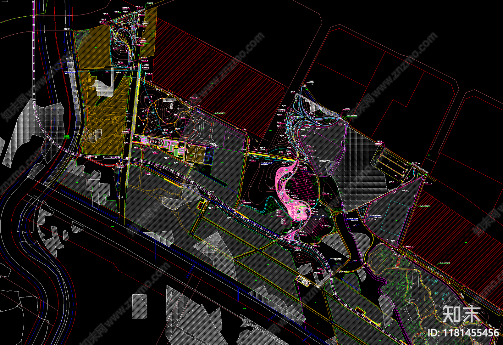 现代公园景观cad施工图下载【ID:1181455456】