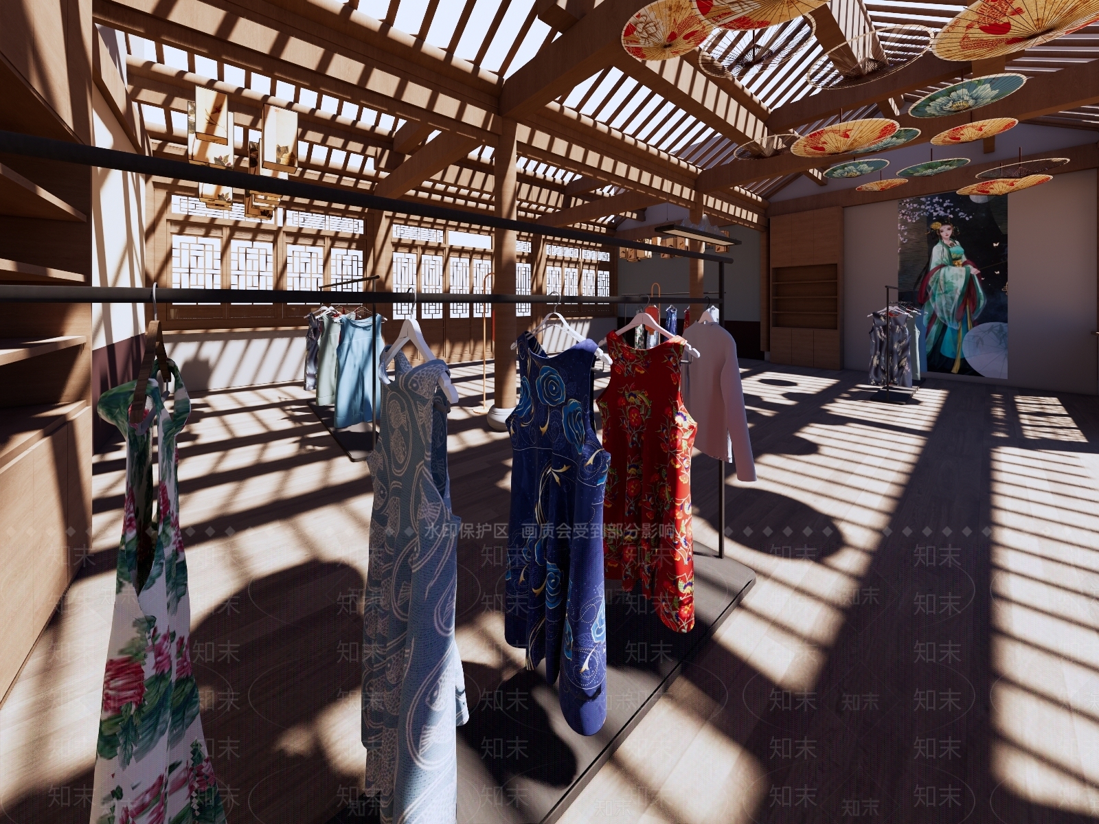 新中式中式服装店SU模型下载【ID:1181456866】