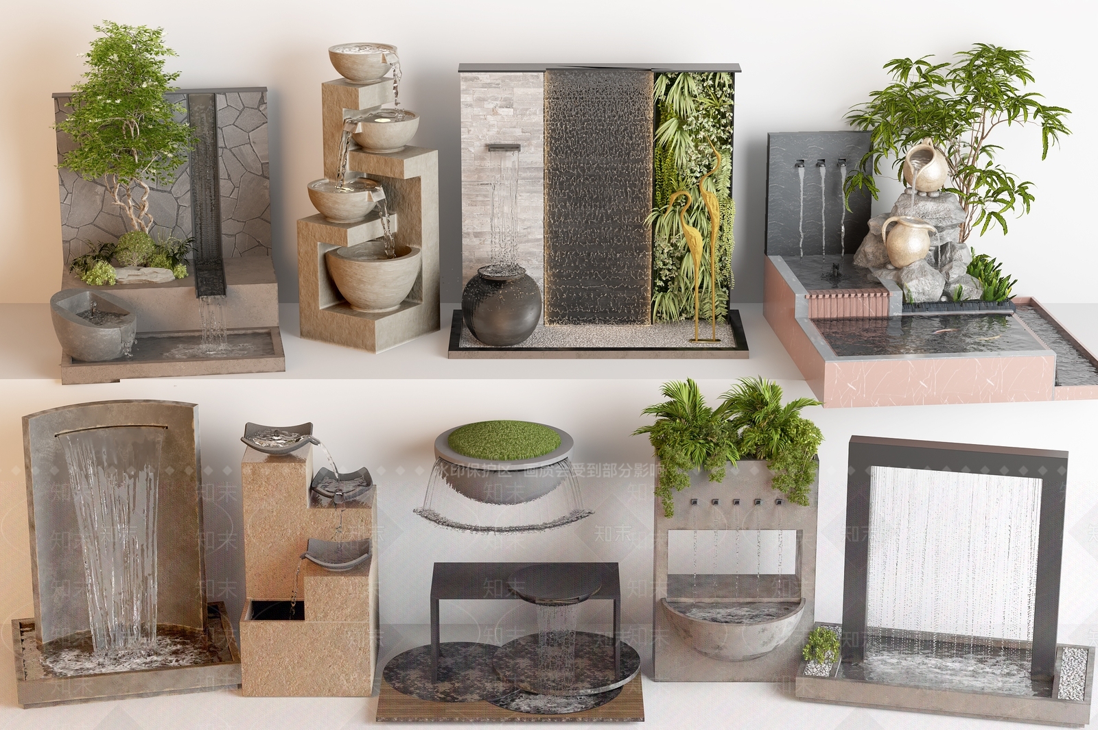 现代喷泉3D模型下载【ID:1181458427】