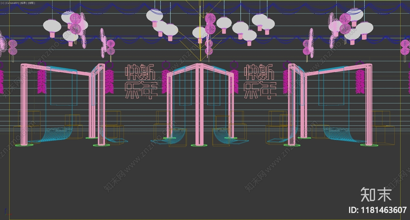 现代新中式美陈3D模型下载【ID:1181463607】