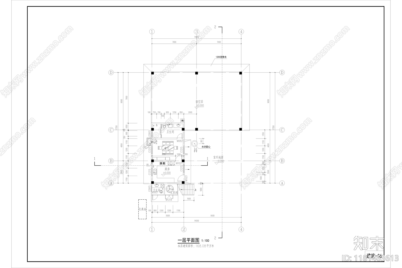 现代极简住宅楼建筑cad施工图下载【ID:1181463613】