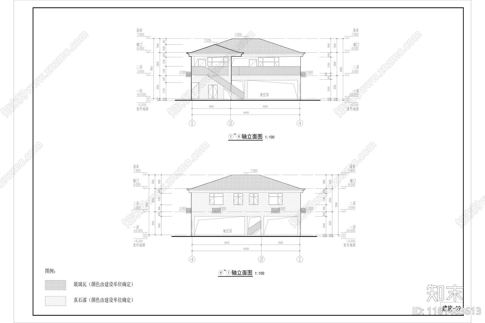 现代极简住宅楼建筑cad施工图下载【ID:1181463613】