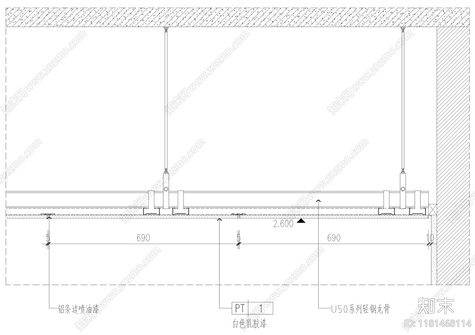 吊顶节点cad施工图下载【ID:1181468114】