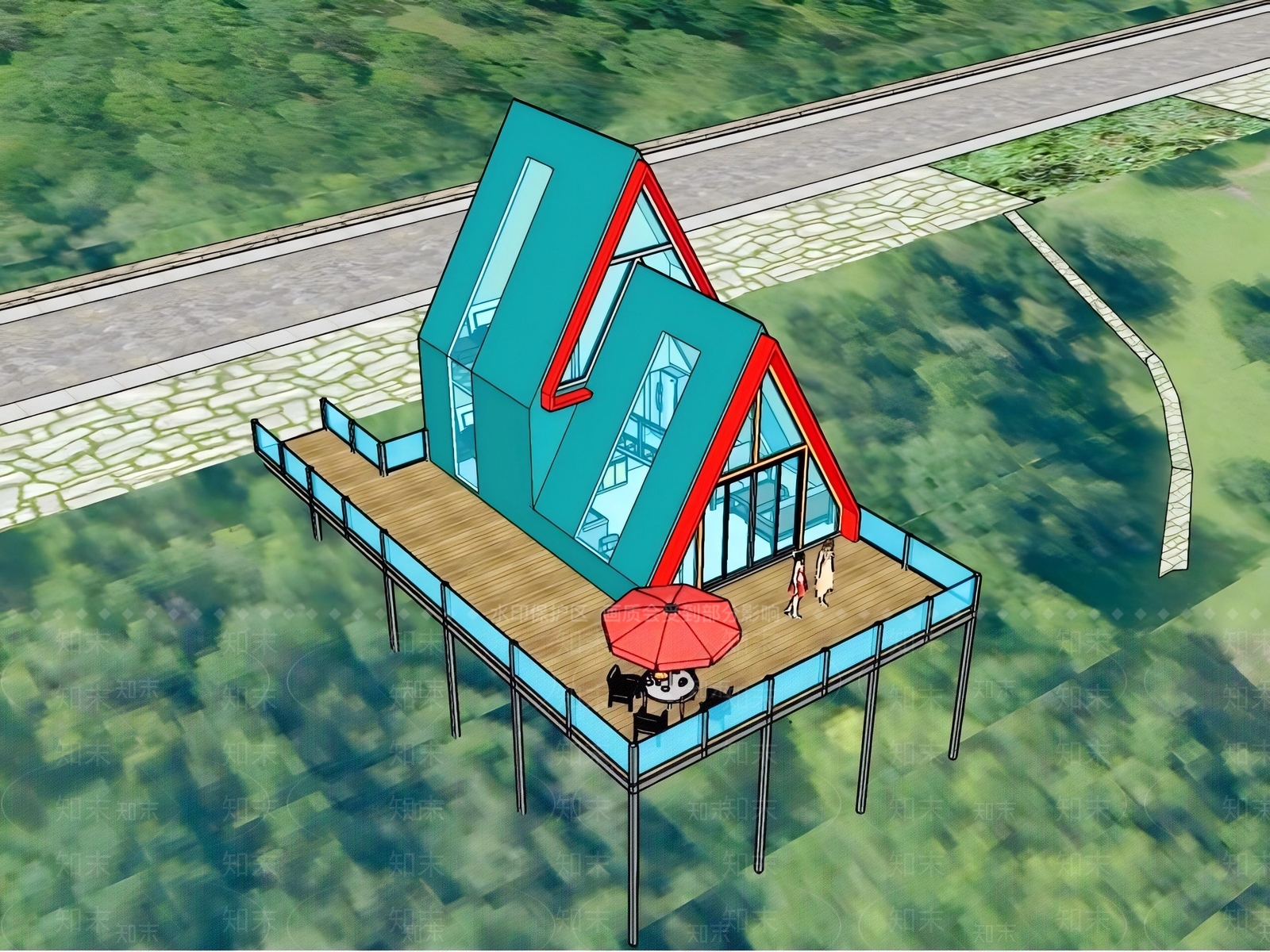现代民宿建筑SU模型下载【ID:1181469309】