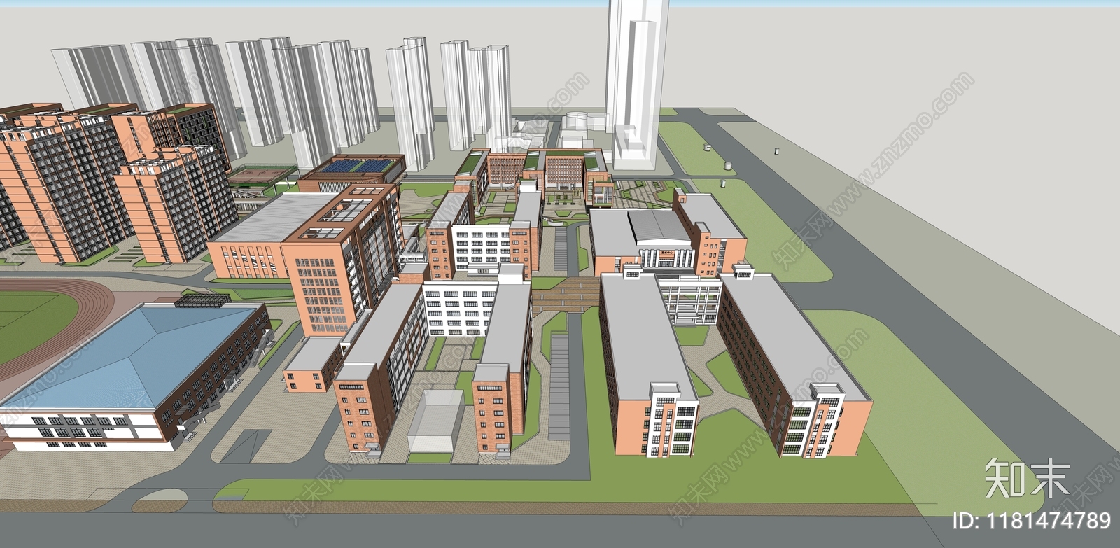 现代学校建筑SU模型下载【ID:1181474789】