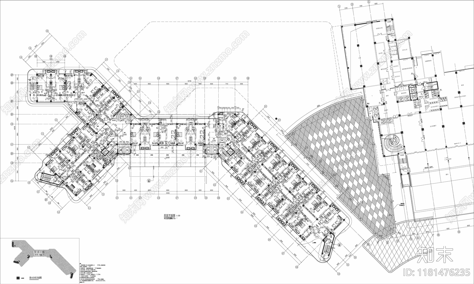 现代酒店建筑cad施工图下载【ID:1181476235】