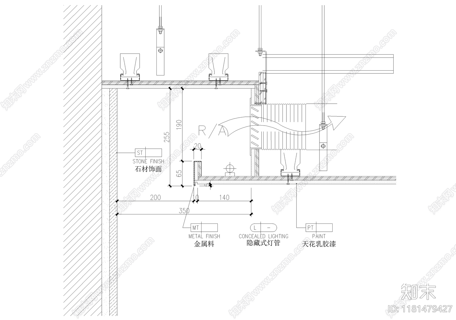 吊顶节点cad施工图下载【ID:1181479427】