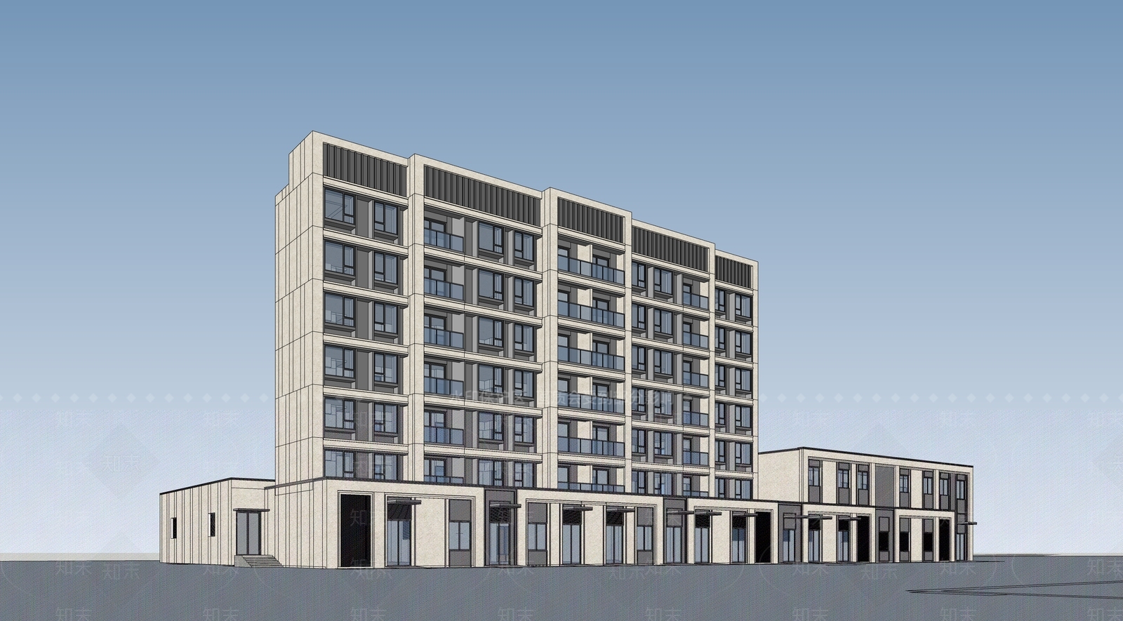 现代多层住宅SU模型下载【ID:1181481369】