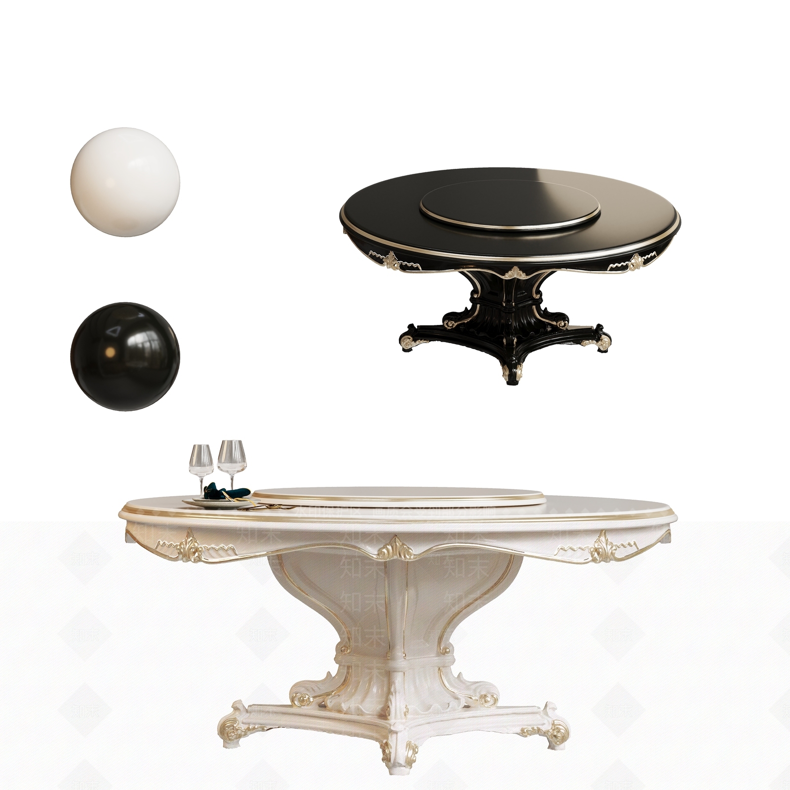 法式欧式餐桌3D模型下载【ID:1181481632】