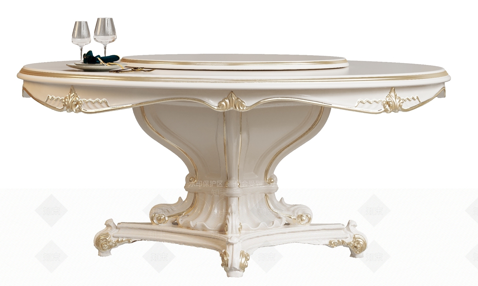 法式欧式餐桌3D模型下载【ID:1181481632】