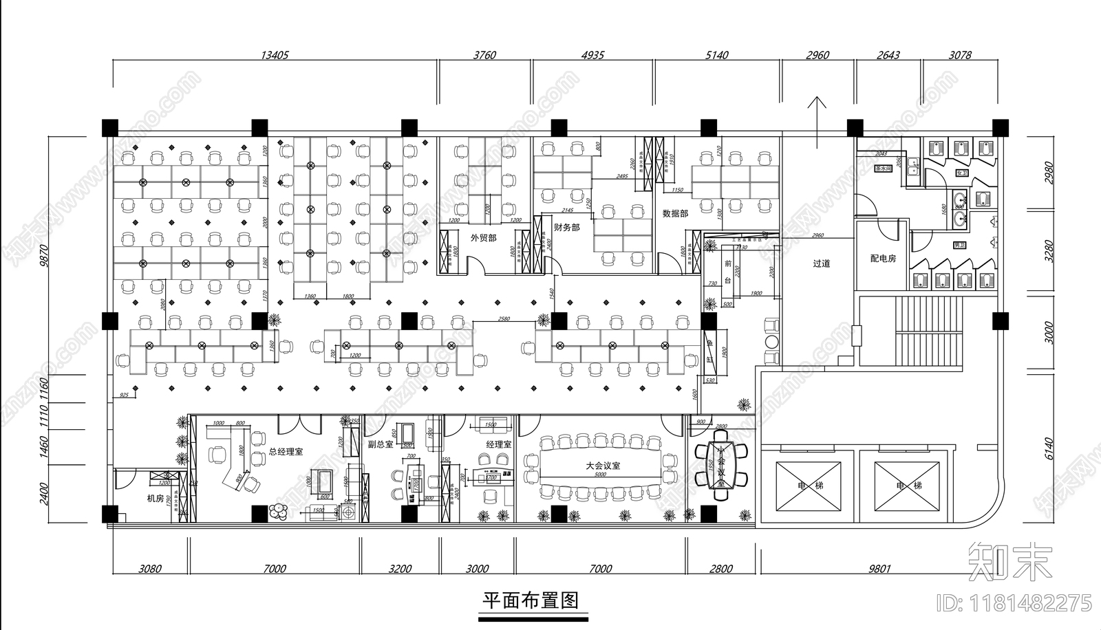 现代整体办公空间cad施工图下载【ID:1181482275】