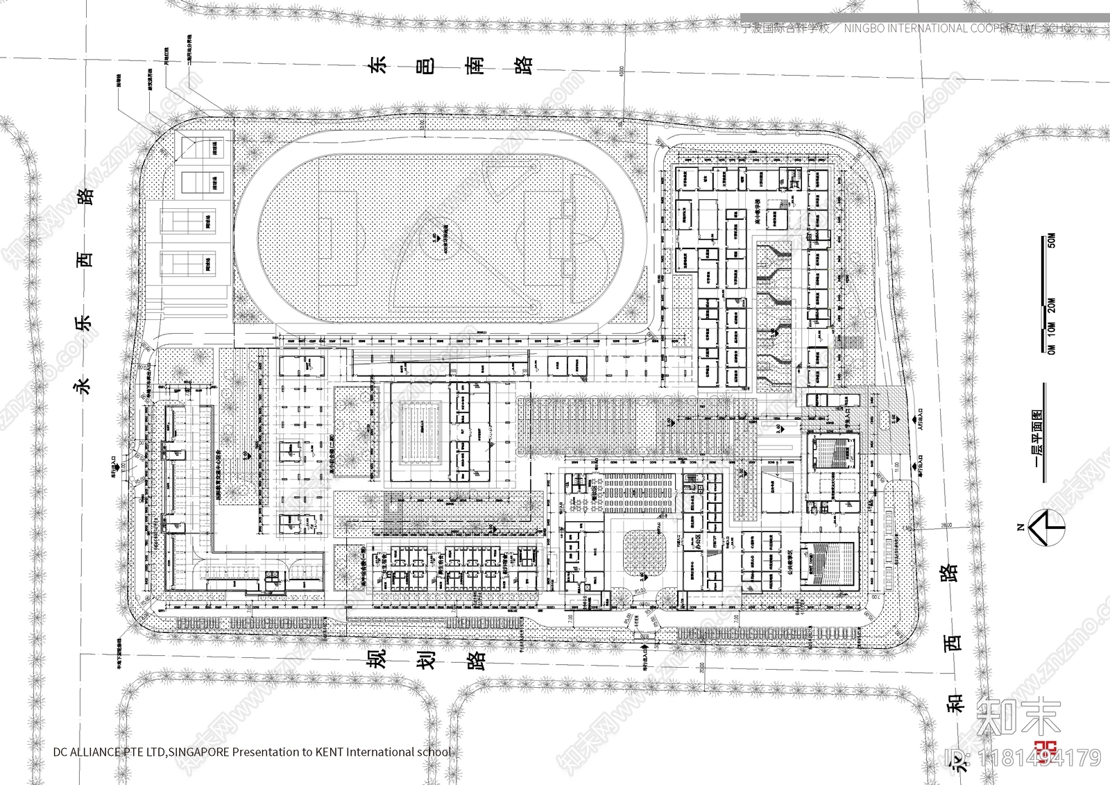 现代学校建筑cad施工图下载【ID:1181494179】