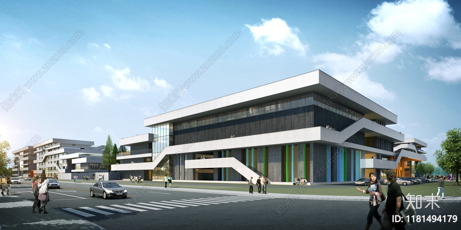 现代学校建筑cad施工图下载【ID:1181494179】