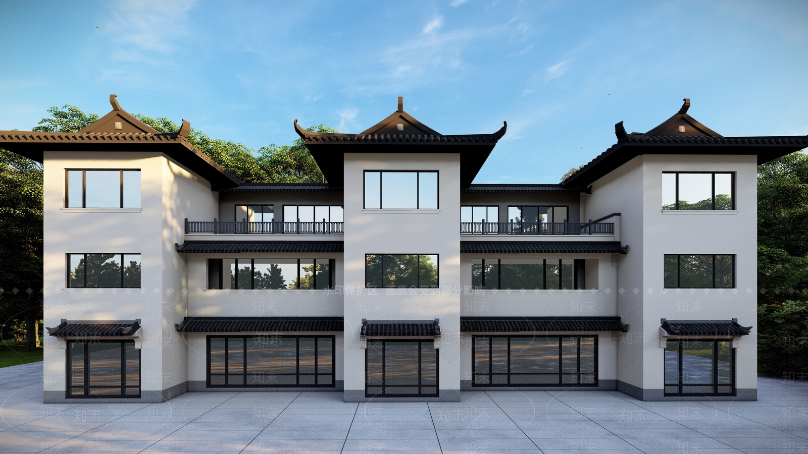 新中式别墅SU模型下载【ID:1181505636】