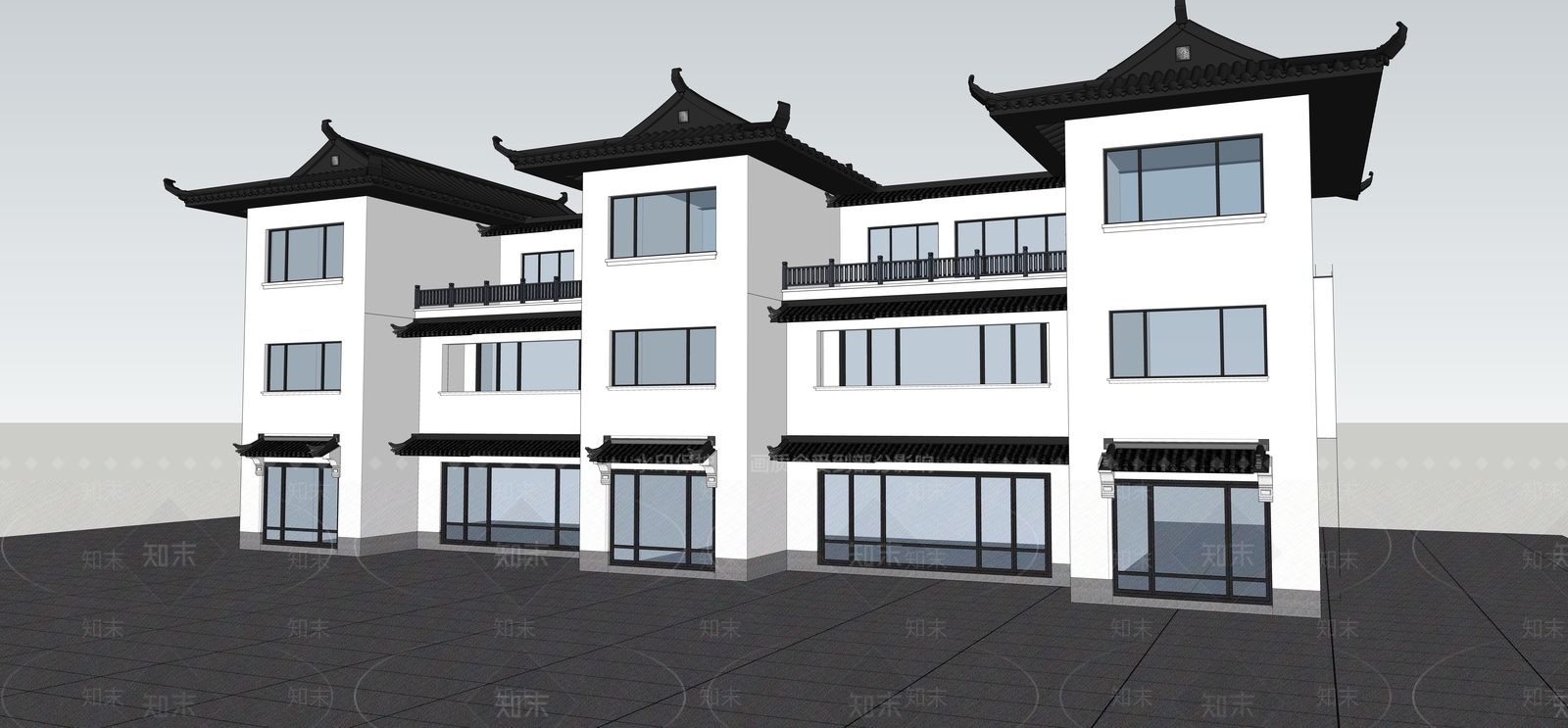 新中式别墅SU模型下载【ID:1181505636】