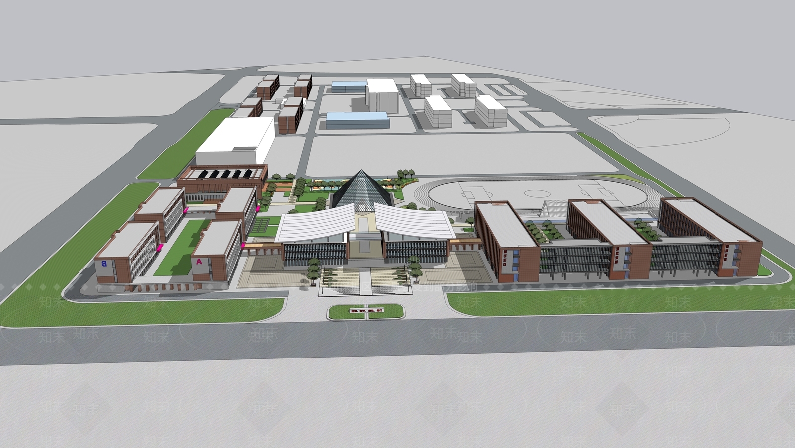 现代学校建筑SU模型下载【ID:1181507955】