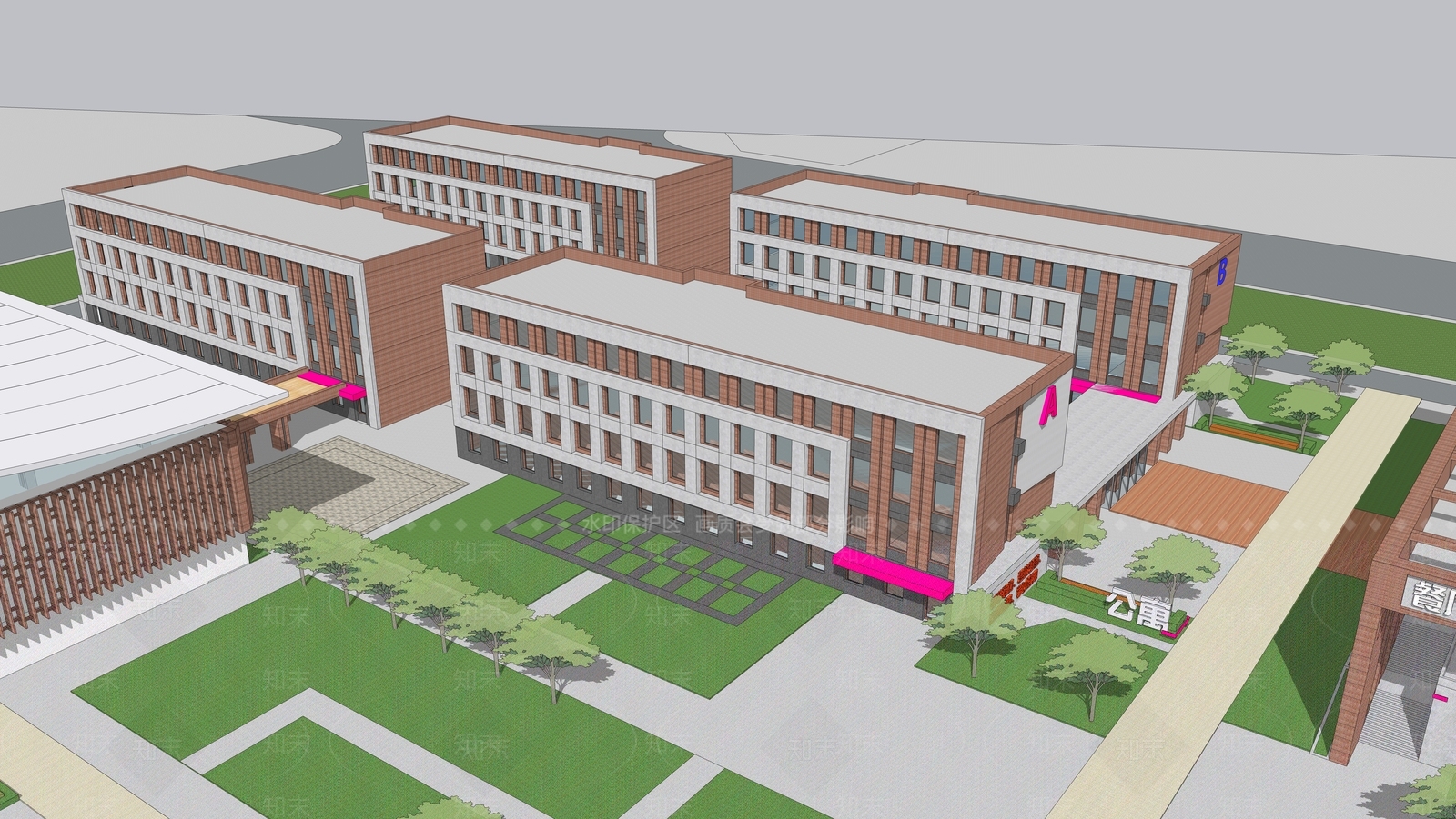 现代学校建筑SU模型下载【ID:1181507955】