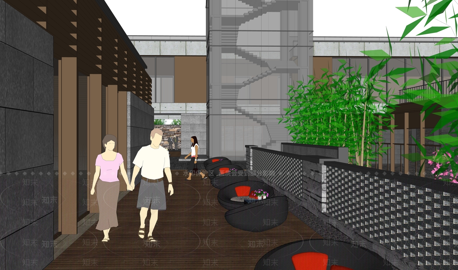 现代酒店建筑SU模型下载【ID:1181512296】