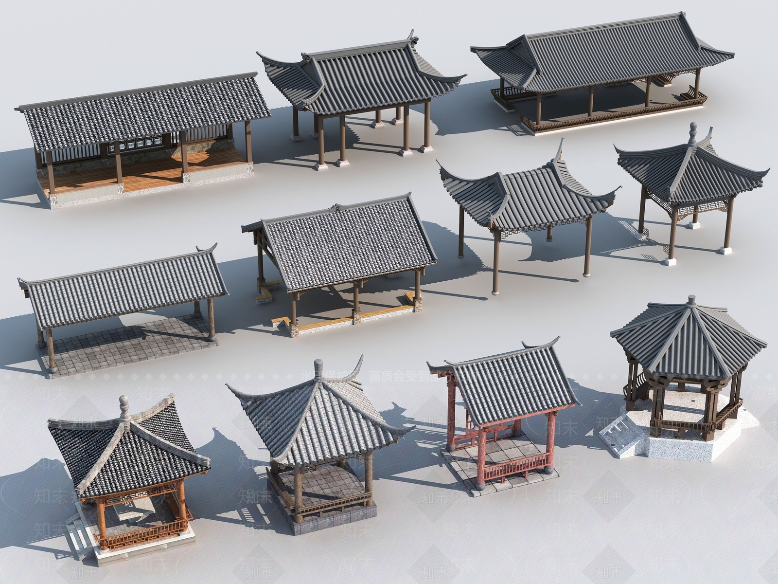 中式新中式亭子3D模型下载【ID:1181520833】