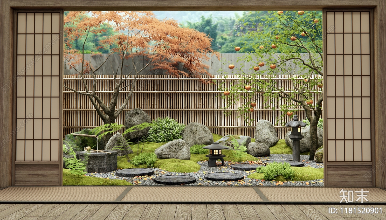 日式新中式庭院3D模型下载【ID:1181520901】