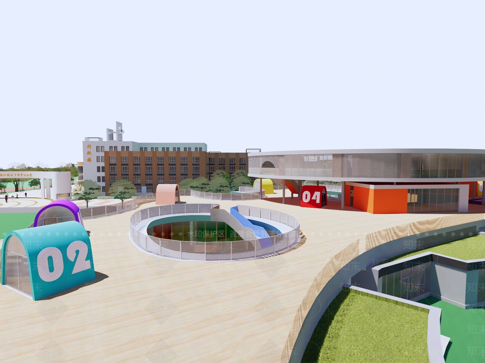 现代学校建筑SU模型下载【ID:1181521824】