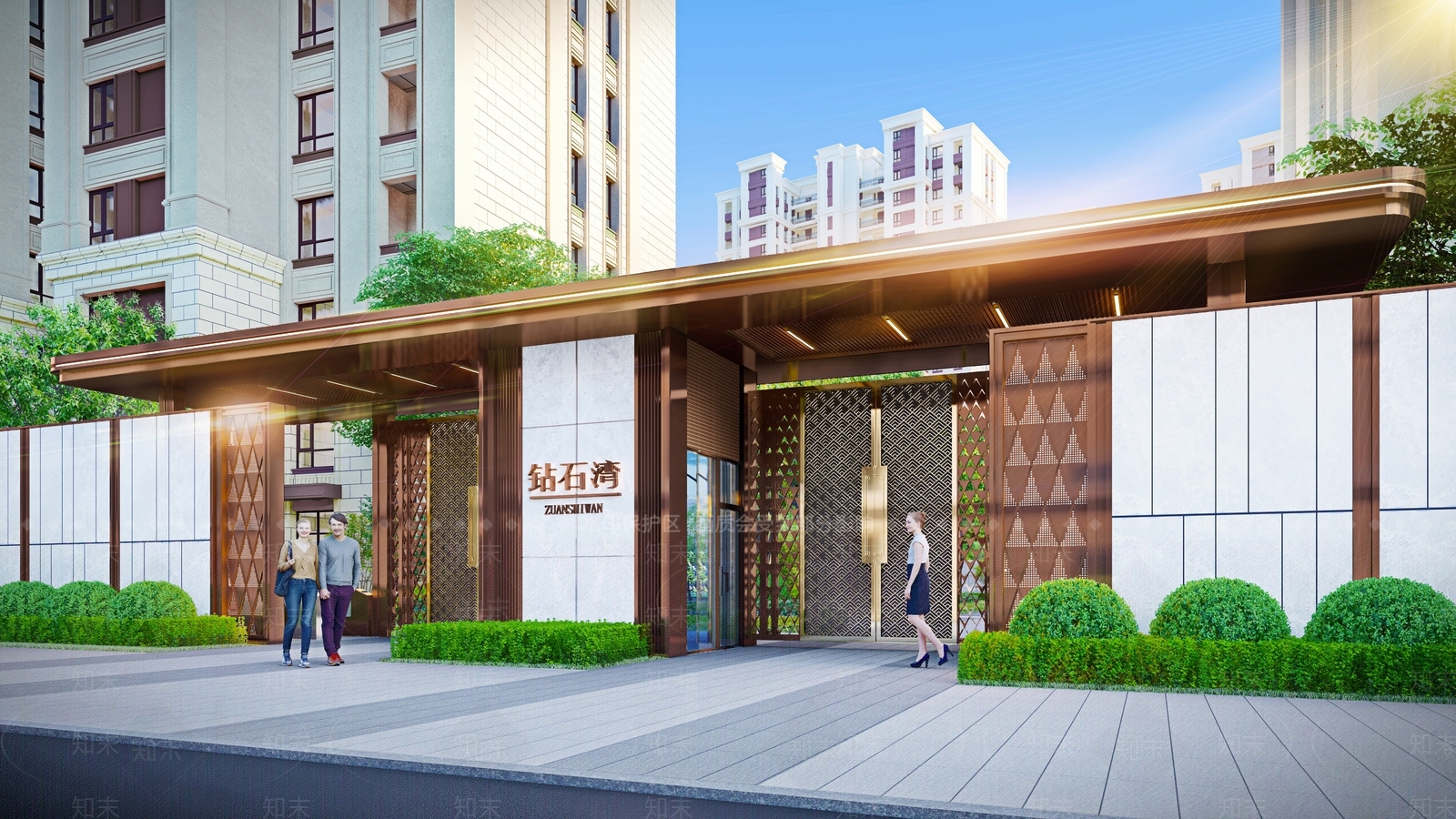 现代轻奢小区景观SU模型下载【ID:1181525272】