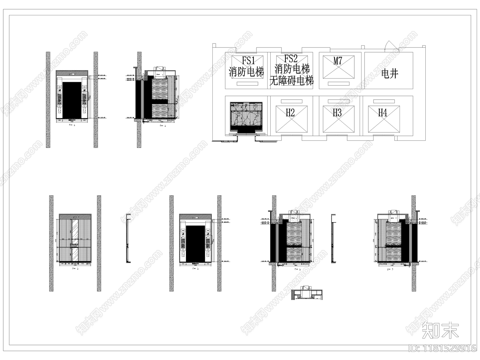 现代电梯厅cad施工图下载【ID:1181529916】