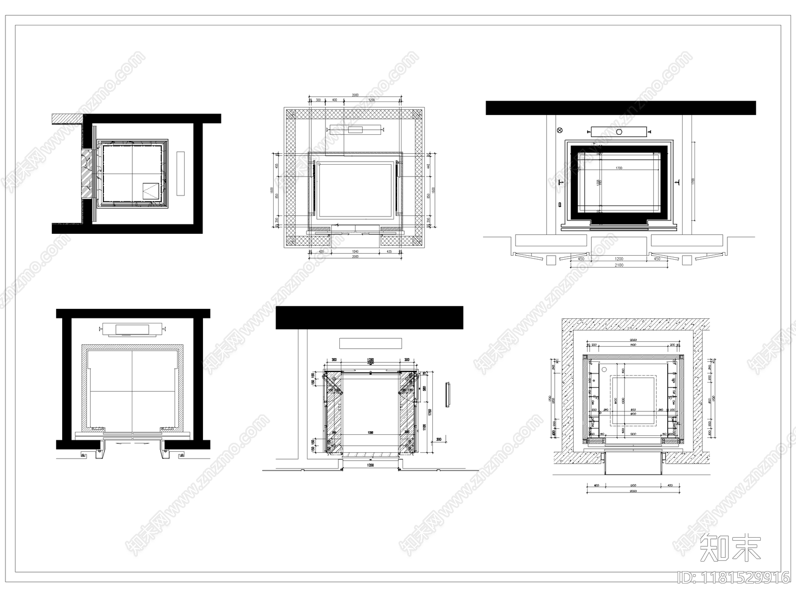 现代电梯厅cad施工图下载【ID:1181529916】