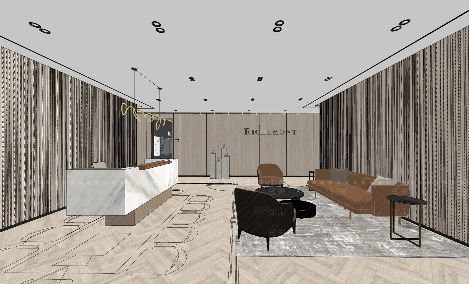 现代办公大堂SU模型下载【ID:1181531724】