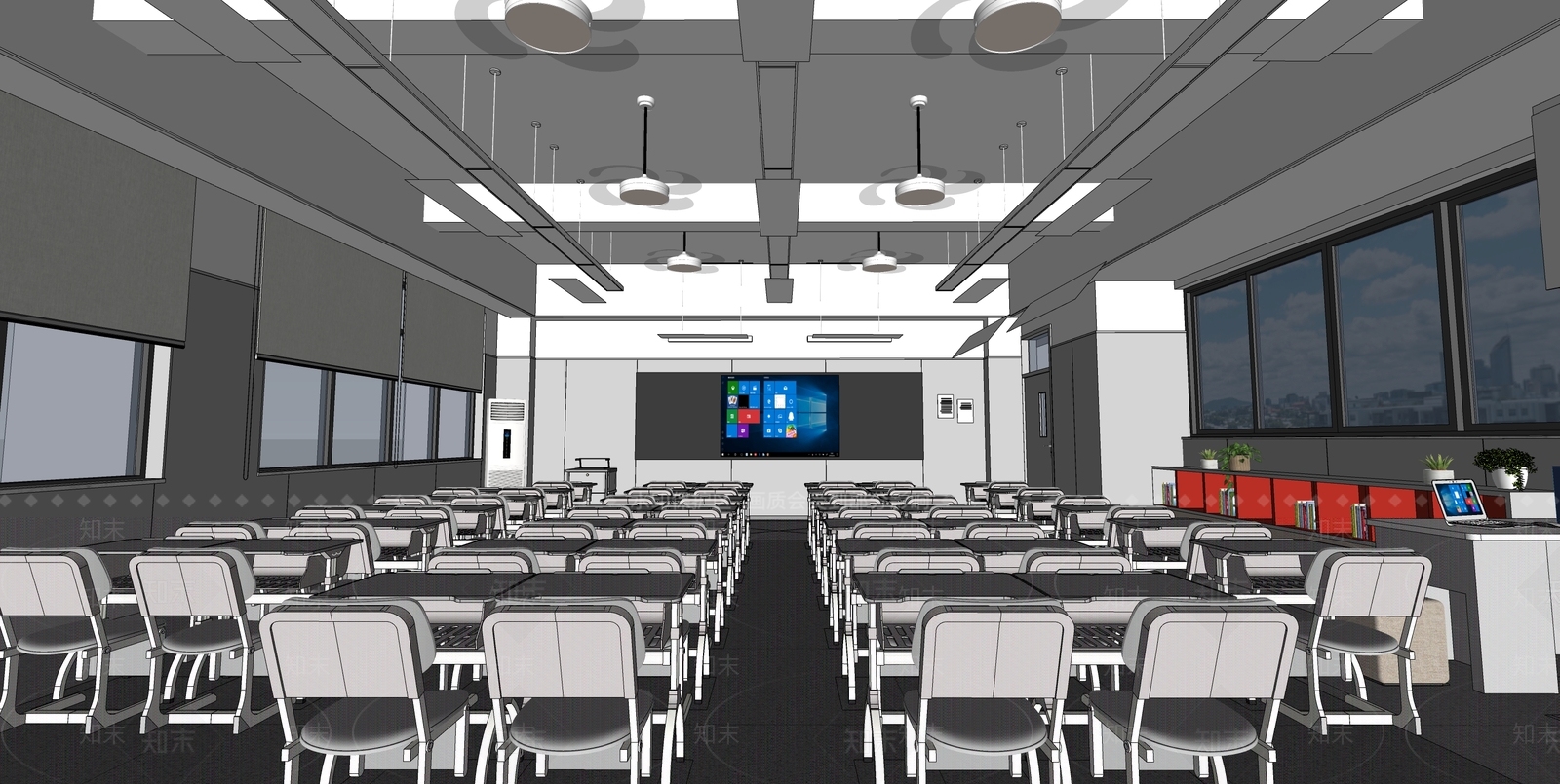 现代教室SU模型下载【ID:1181535191】