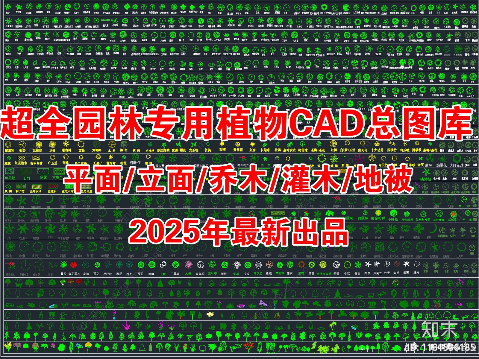 2025年最新超全园林景观植物植被平面立面CAD总图库施工图下载【ID:1181536185】