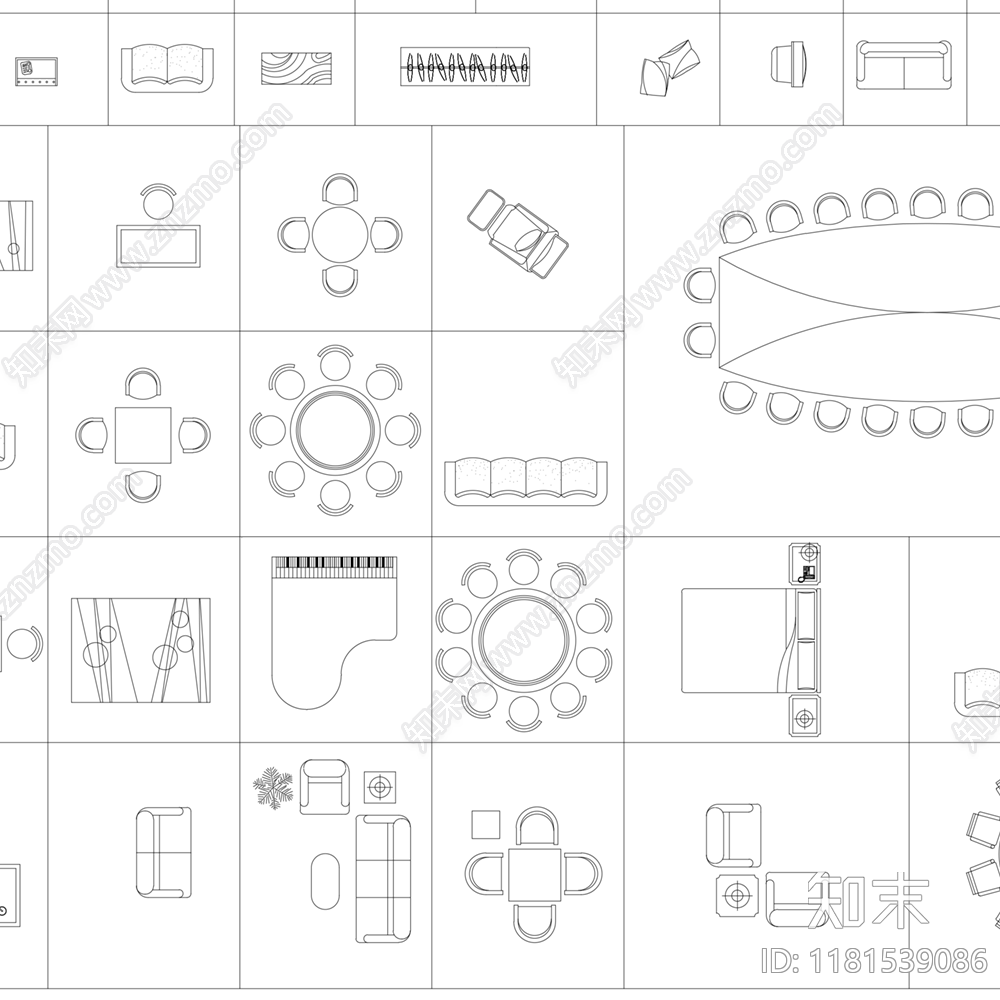 现代新中式综合家具图库cad施工图下载【ID:1181539086】