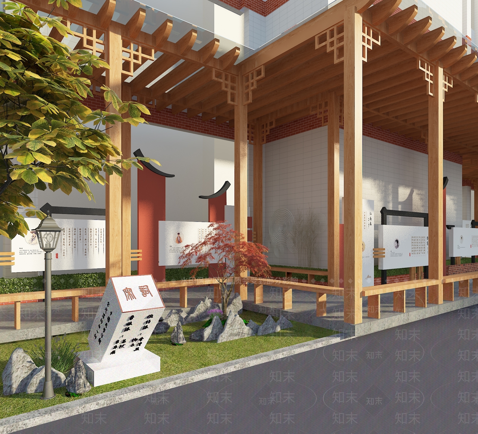 新中式现代廊架3D模型下载【ID:1181539855】