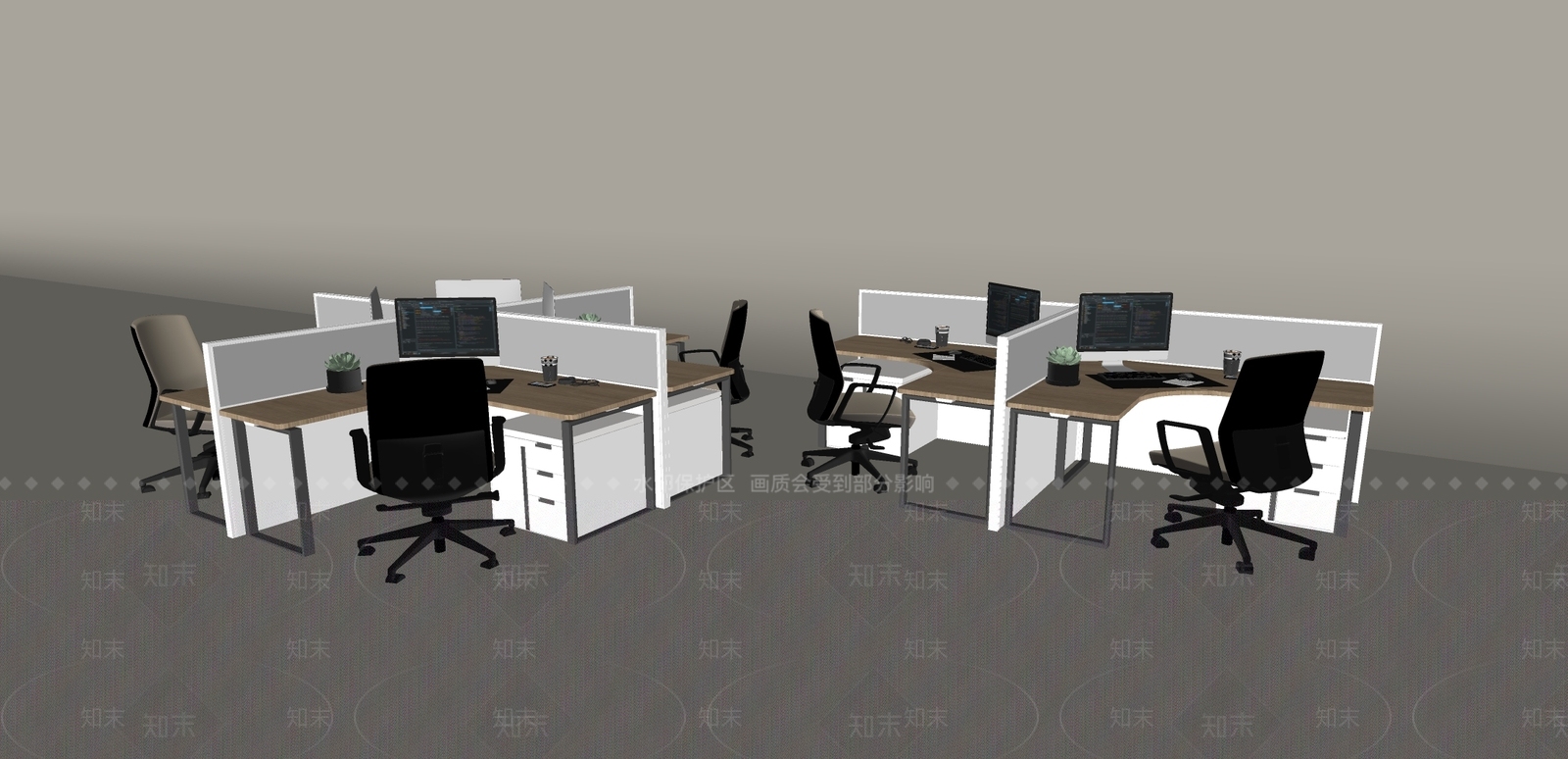 现代办公桌椅SU模型下载【ID:1181540102】