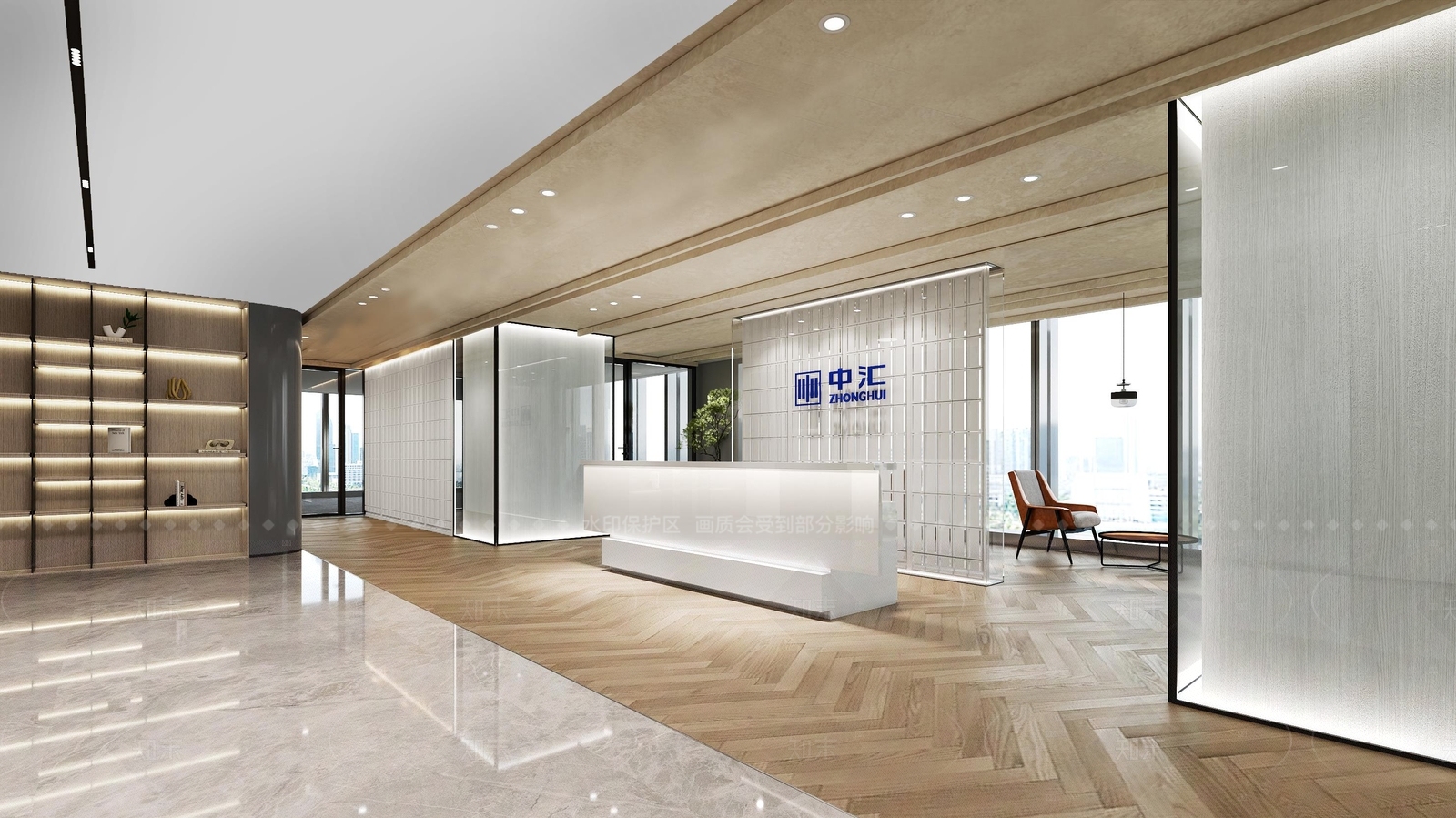 现代办公大堂SU模型下载【ID:1215985314】