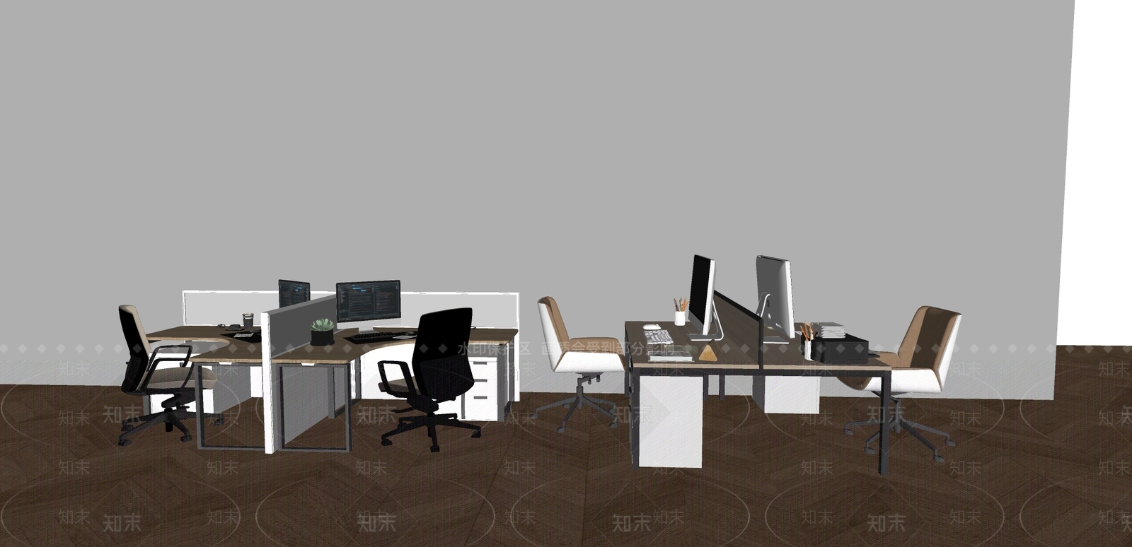 现代办公桌椅SU模型下载【ID:1181542046】