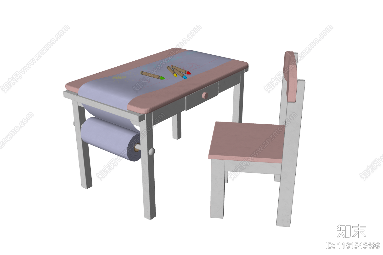 现代儿童学习桌SU模型下载【ID:1181546499】