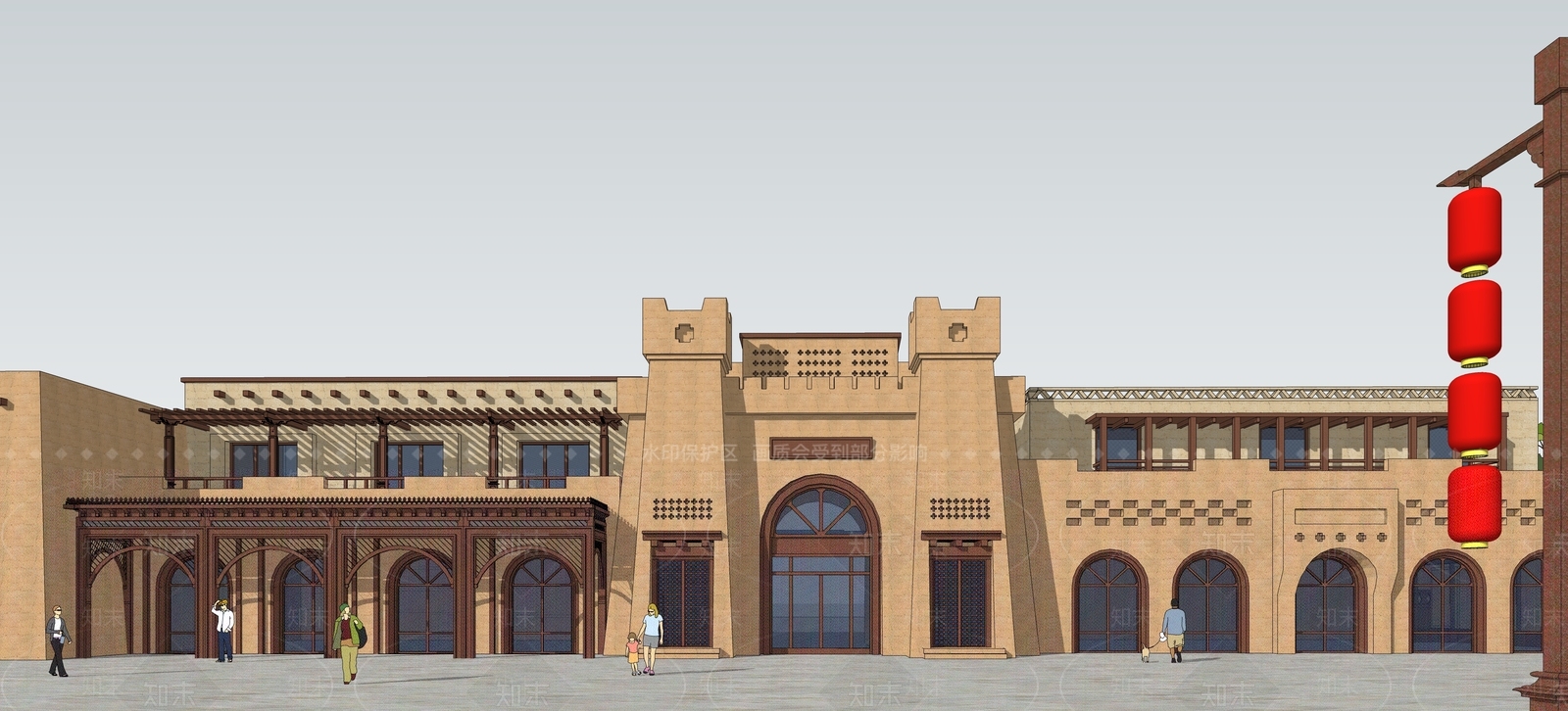 复古商业街SU模型下载【ID:1181551441】