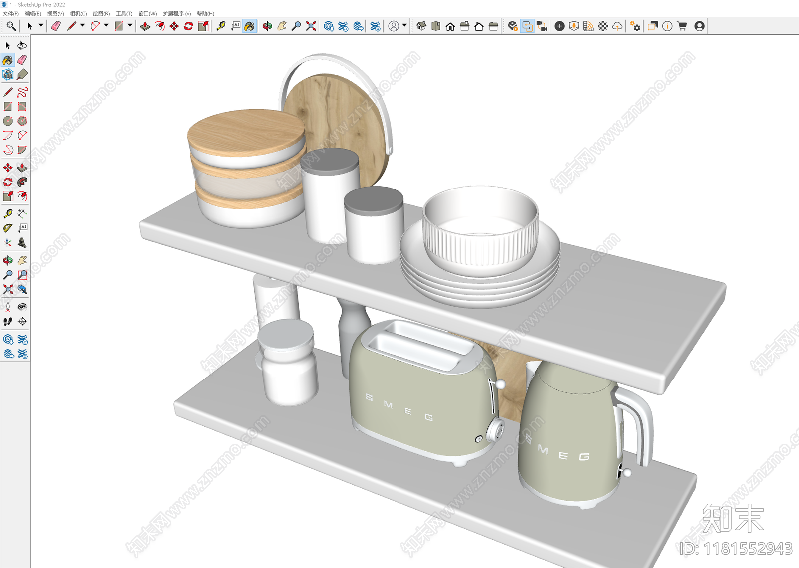 厨房用品组合SU模型下载【ID:1181552943】