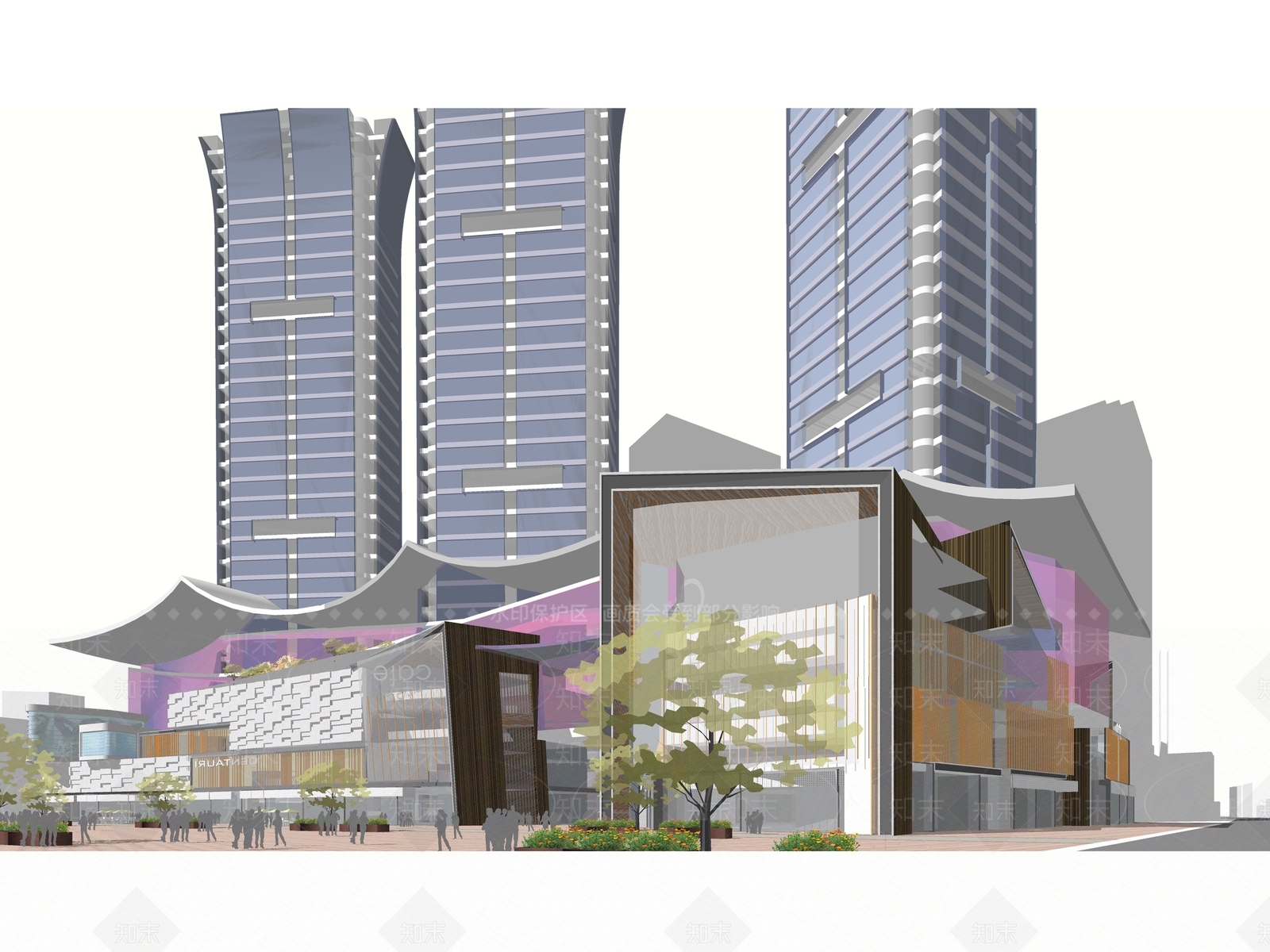 现代商场建筑SU模型下载【ID:1181555335】