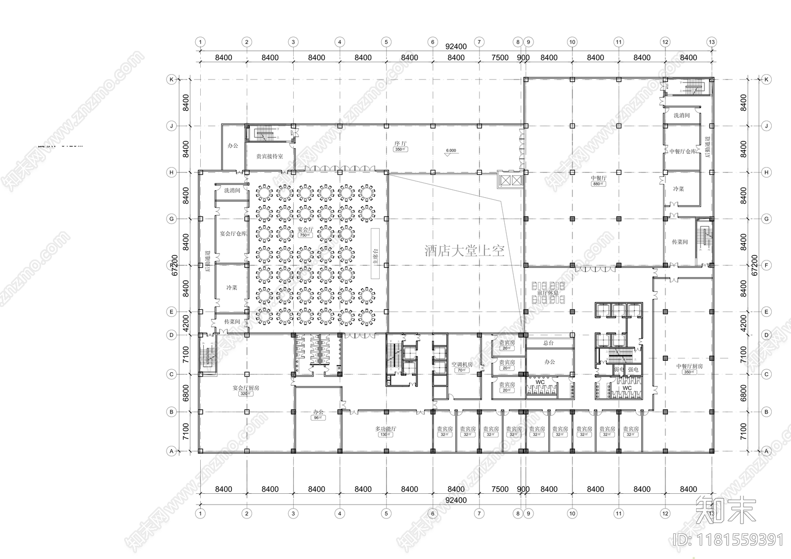 欧式酒店建筑cad施工图下载【ID:1181559391】