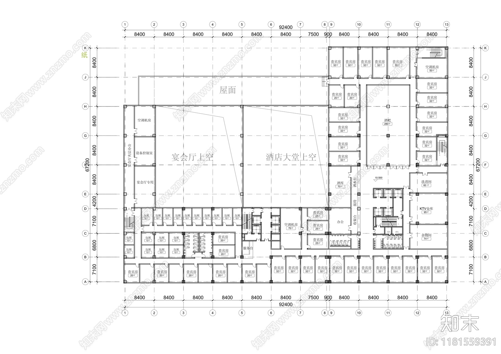 欧式酒店建筑cad施工图下载【ID:1181559391】